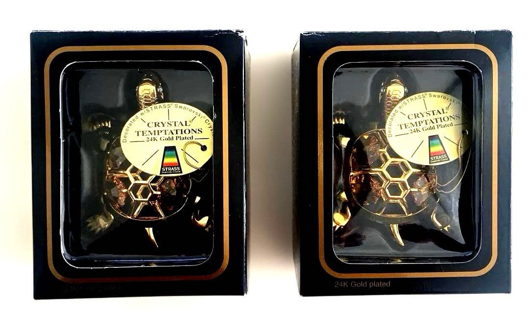 スワロフスキー　ゴールド亀置物　2個セット