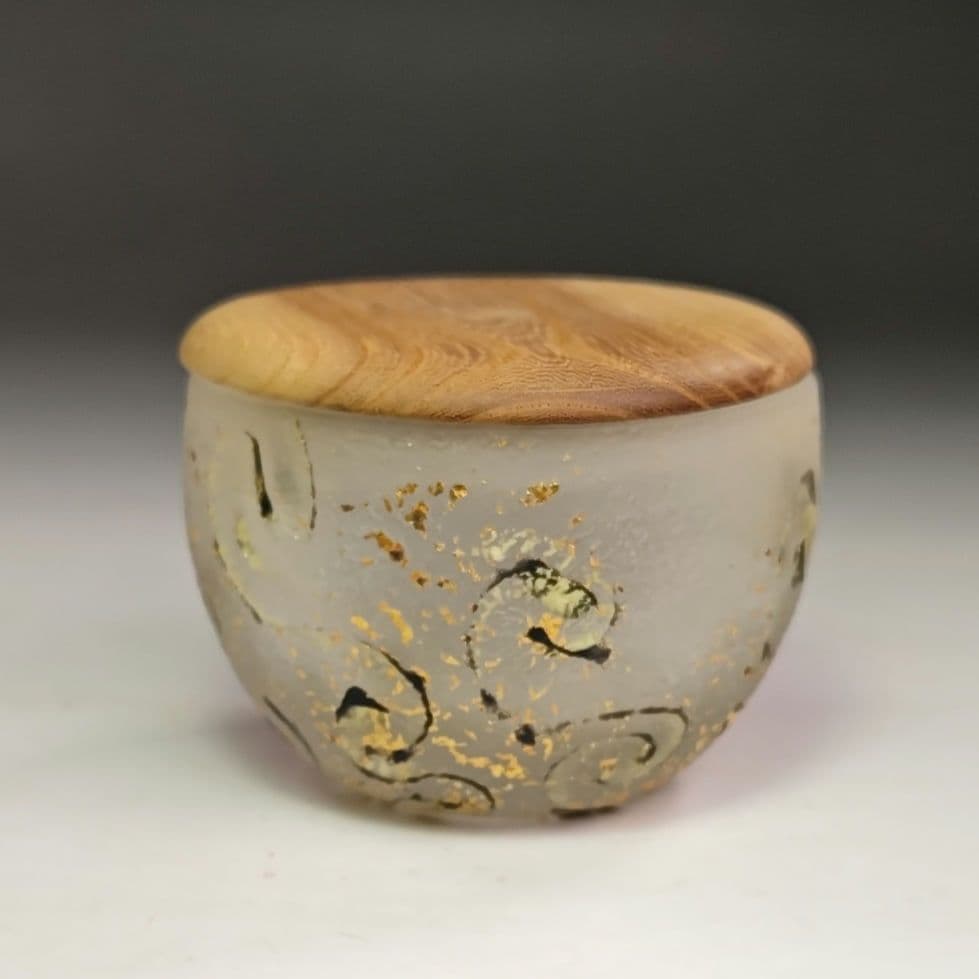 イ824 茶器『大川薫作』『硝子　薄器　共箱』ガラス　棗