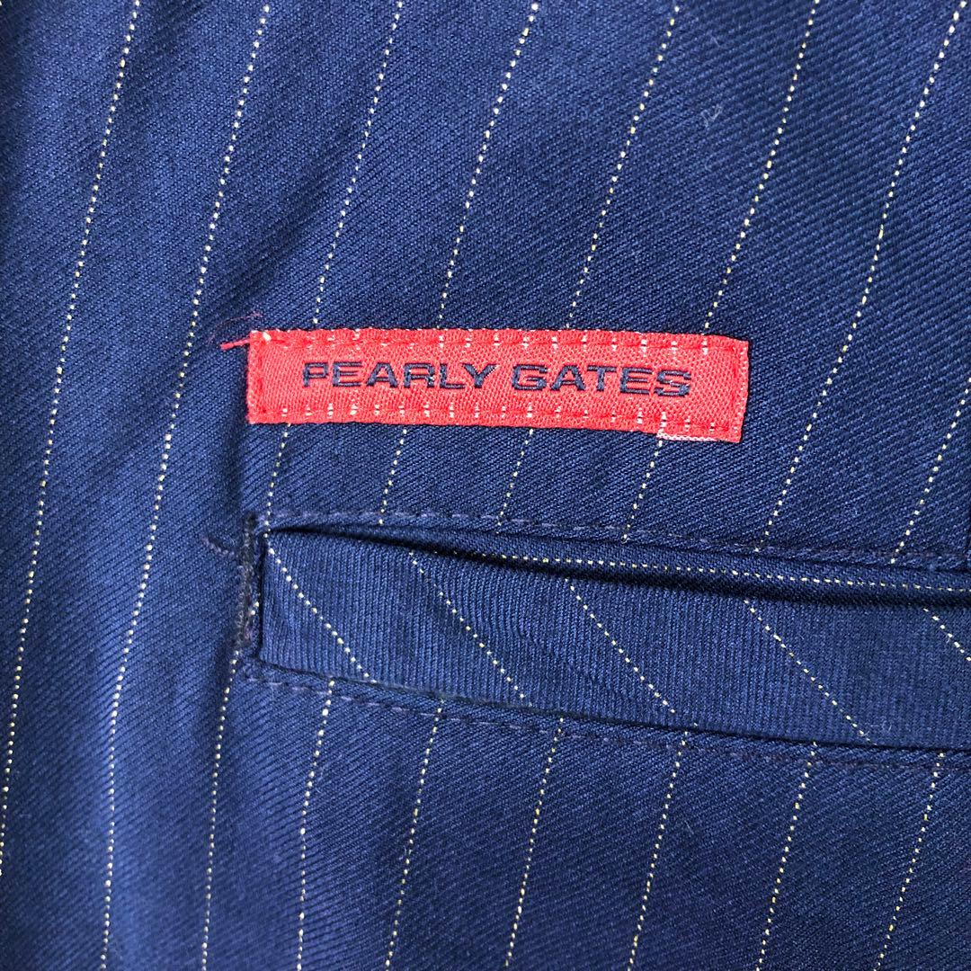 未使用品 PEARLY GATES ロゴ ストライプ パンツ 4 ネイビー