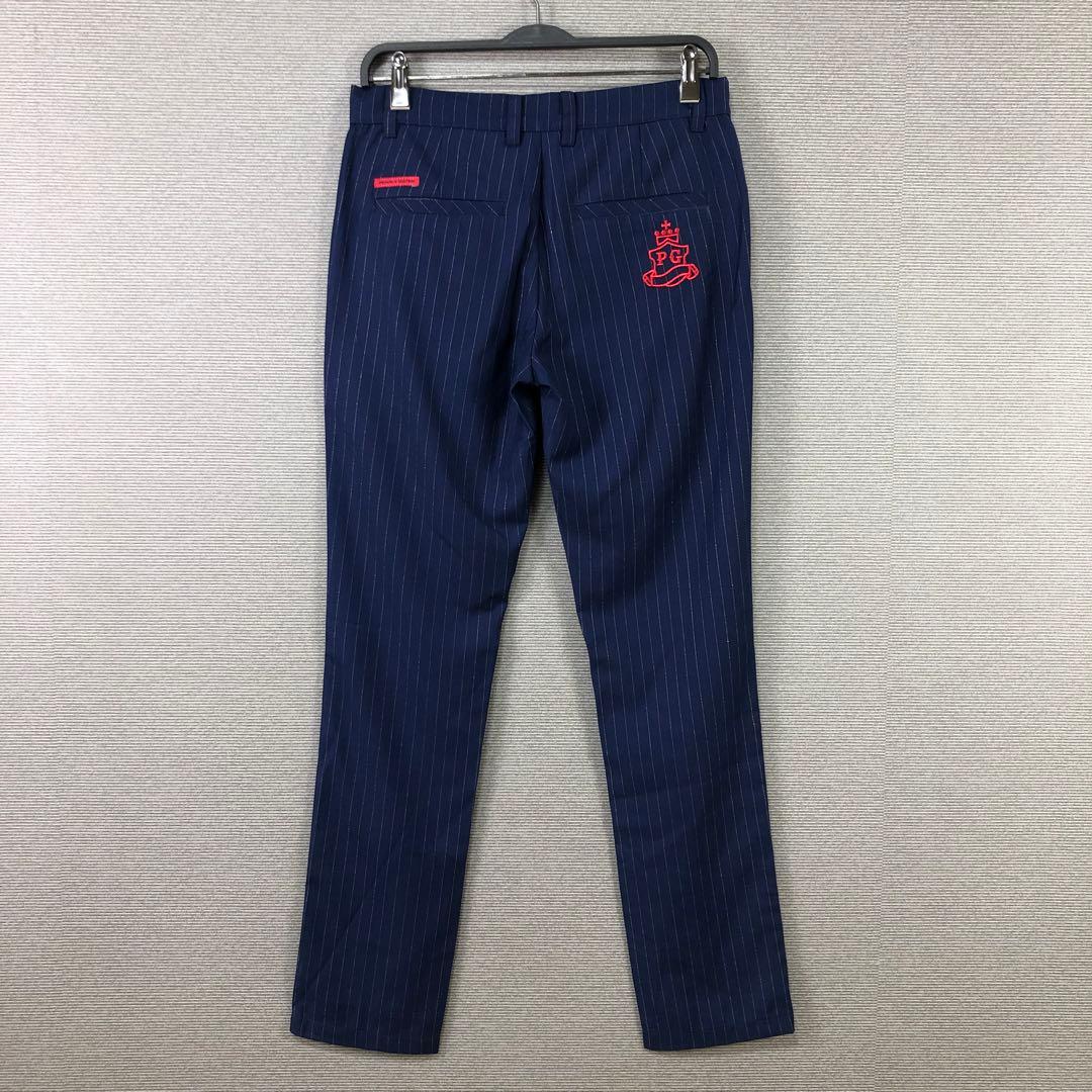 未使用品 PEARLY GATES ロゴ ストライプ パンツ 4 ネイビー