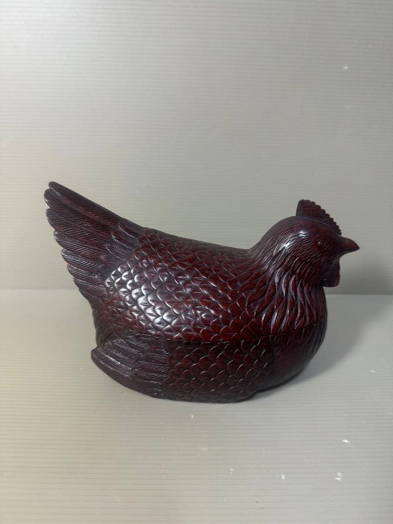 2465  工芸品　鶏　香合　小物入れ　置物　美品