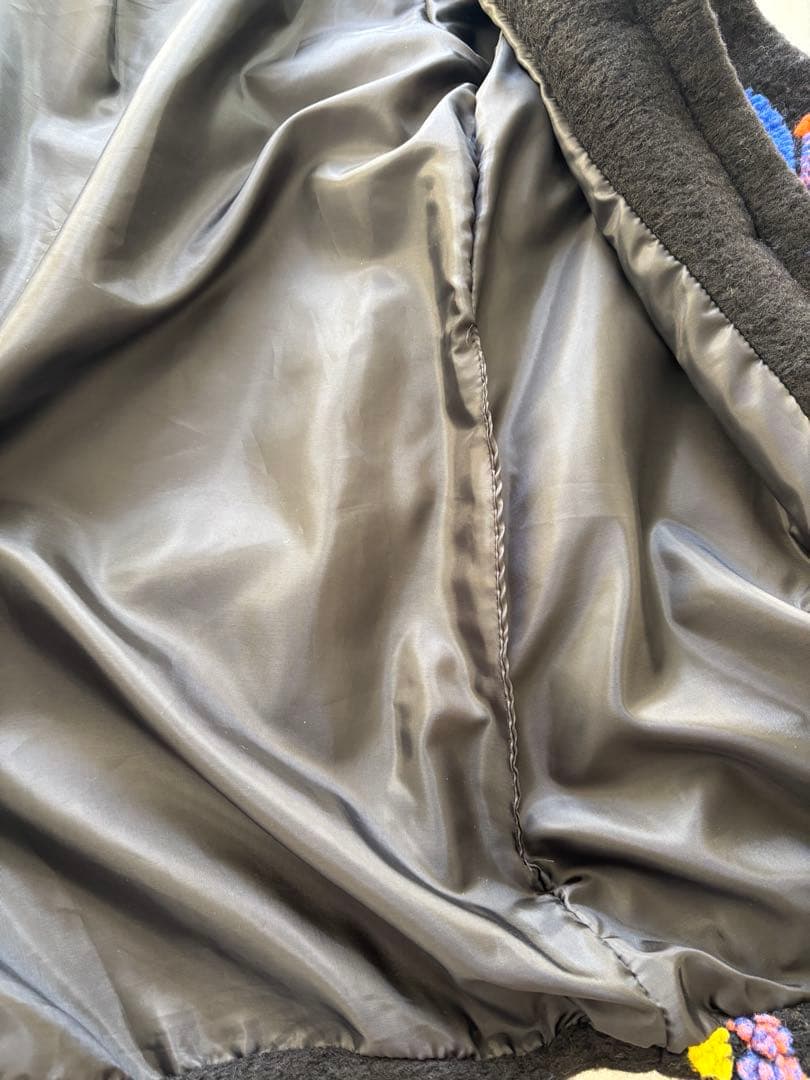 希少✨ イタリア製 圧縮ウール フラワー フード付コート レトロ マルチカラー