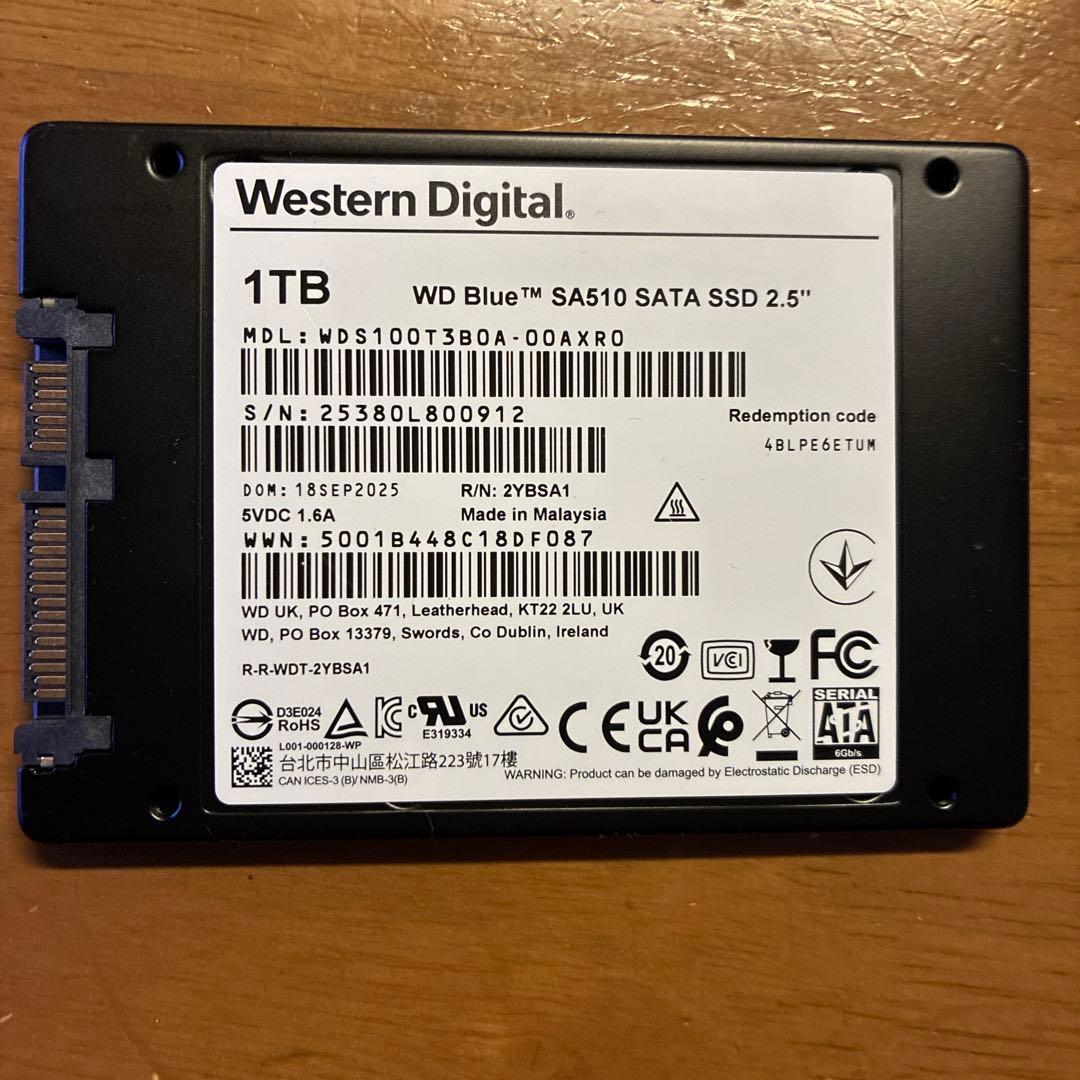 [shu]新品同様WD Blue SA510 1TB SATA SSD