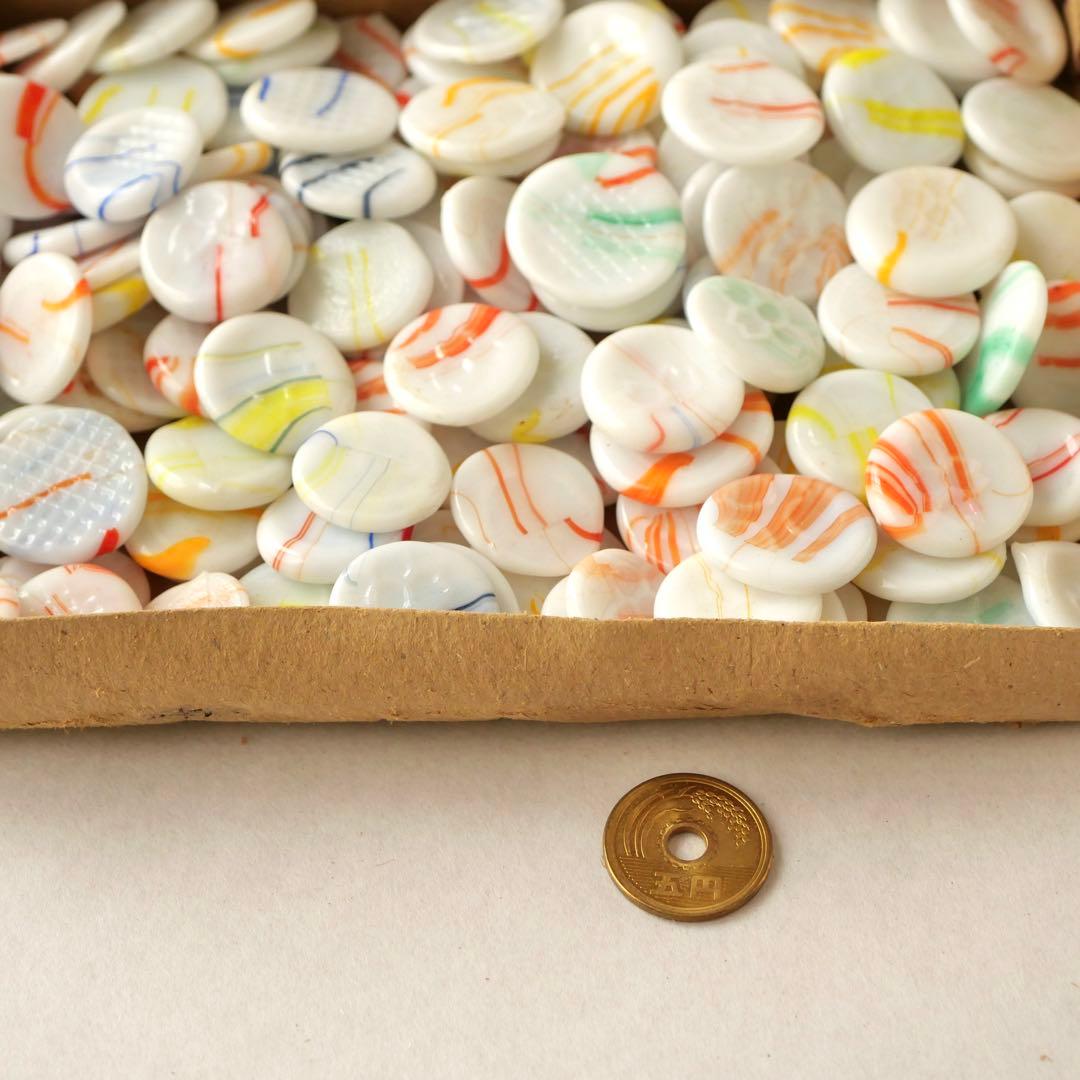 元箱入り乳白色マーブルおはじき 140枚以上 豆けり 昭和 レトロ