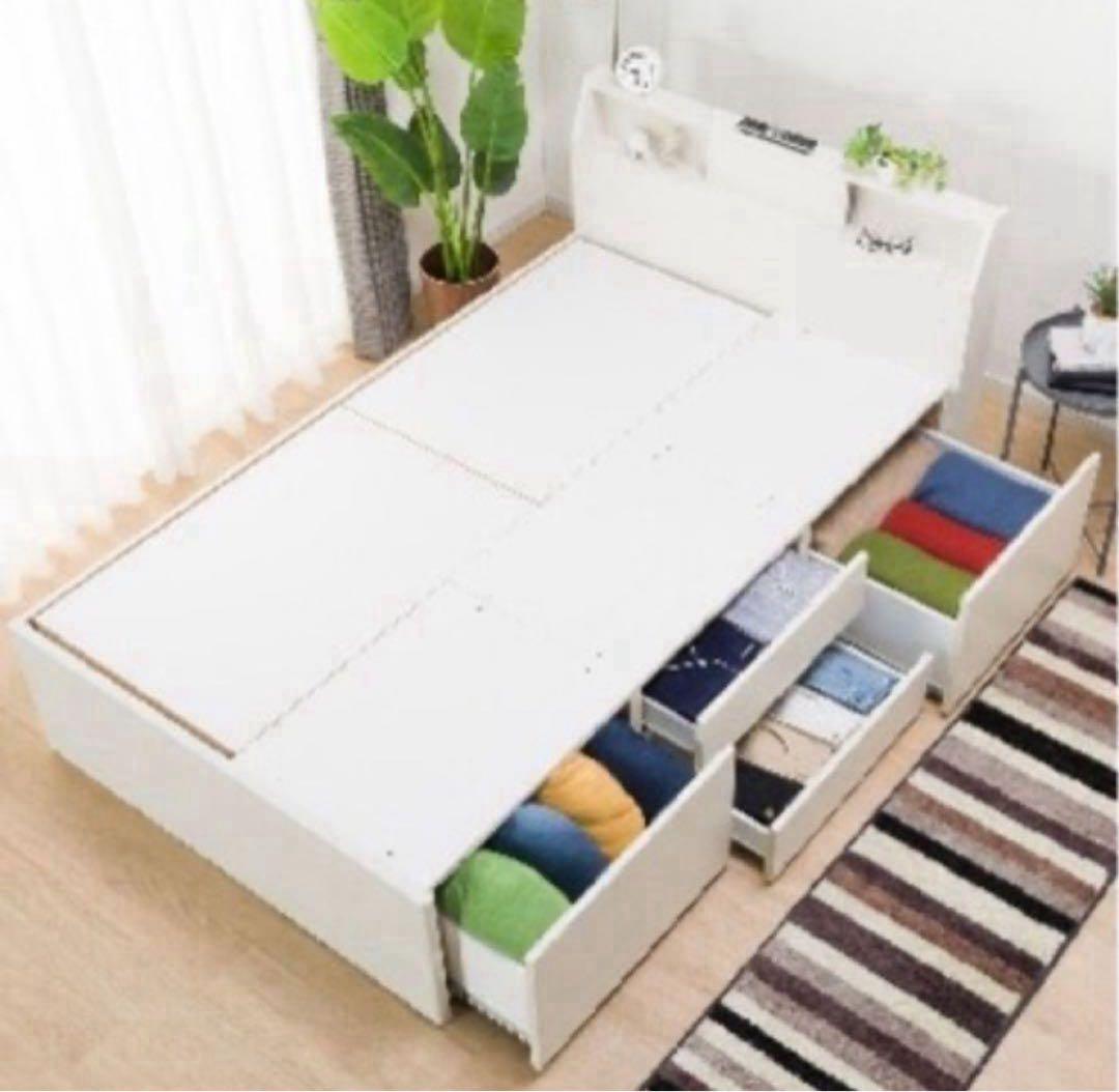 ニトリ　ダブルサイズ　ベッドフレーム　大容量収納　コンセント　指定地域送料無料