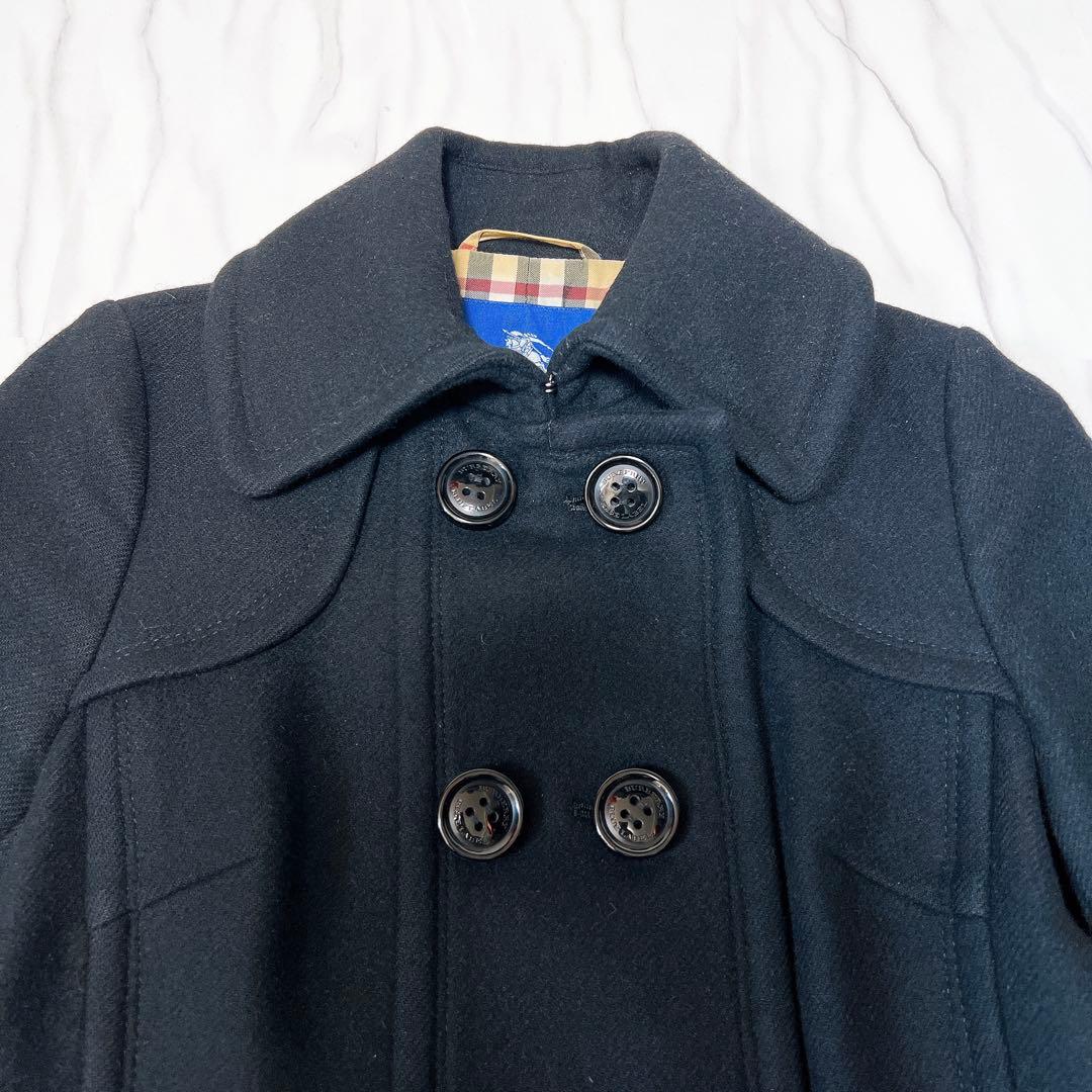 バーバリーブルーレーベル コート ダブル アンゴラ ベルト ノバチェック 38