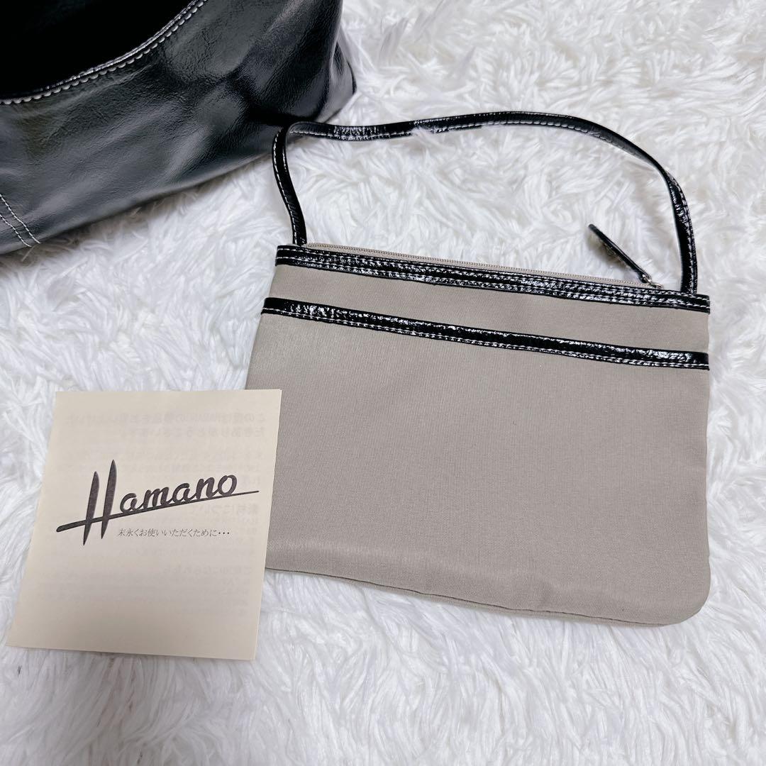 HAMANO 濱野 ショルダーバッグ 2way ブラック 黒 エナメル A4