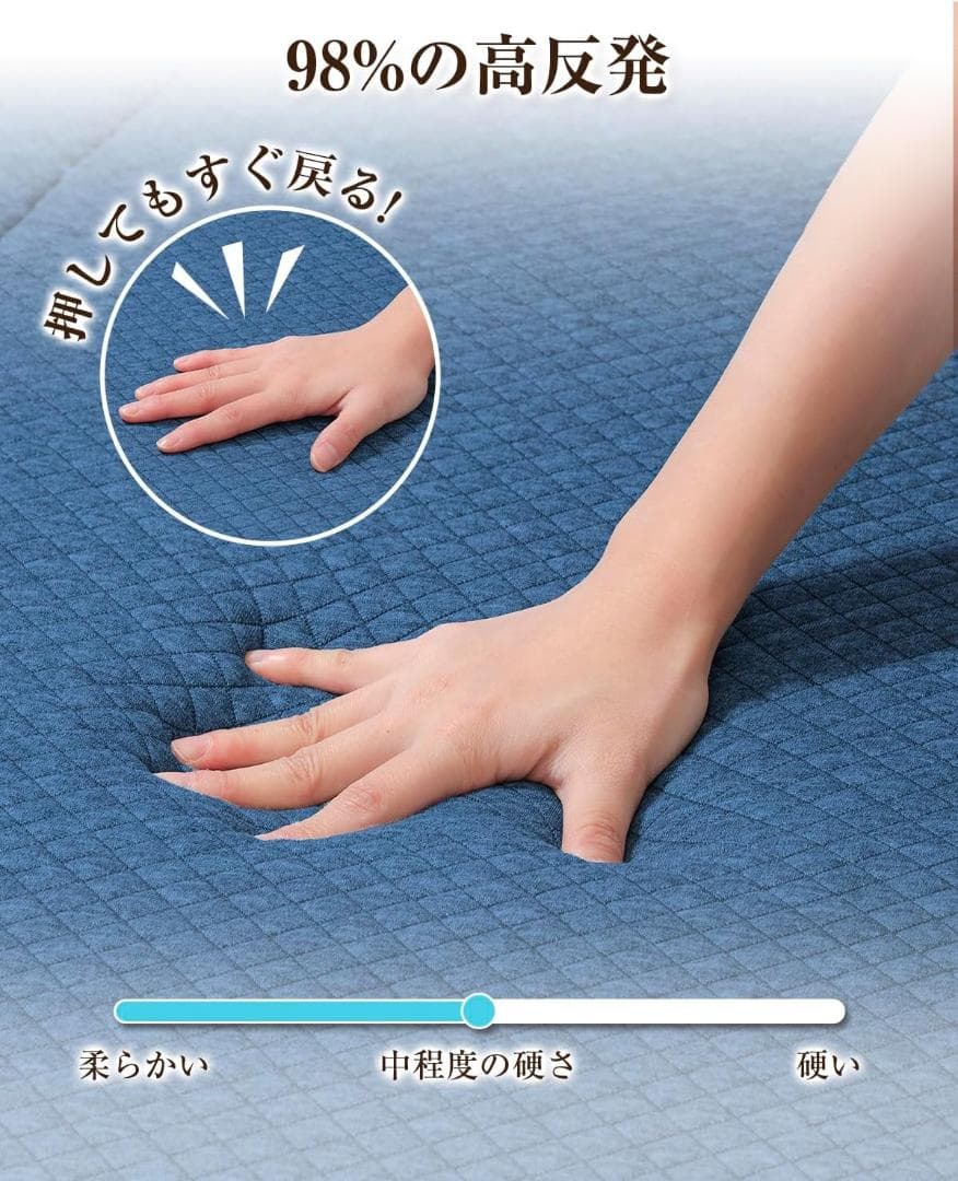 マットレス セミダブル 195×120×10 三つ折り 新品 折り畳み 高反発