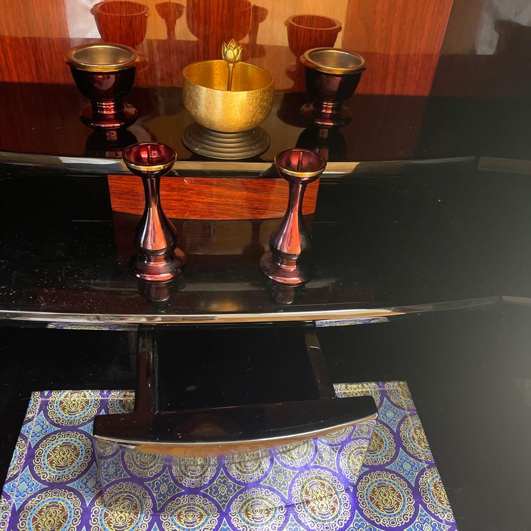 【黒さくら花びら綺麗】中古仏壇　ミニ仏壇　モダン仏壇　漆調仏具