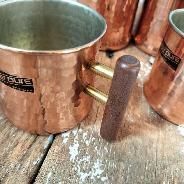 70-80s ヴィンテージ 未使用 コッパー マグカップ 5客 銅製 槌目