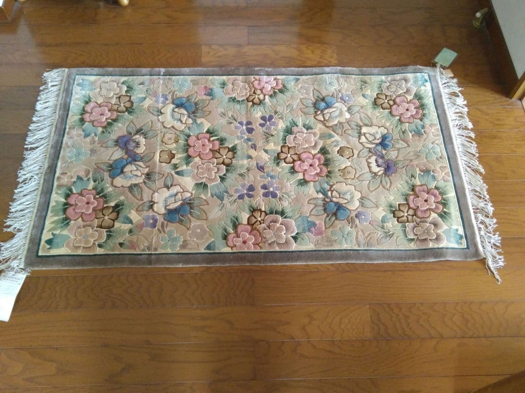 中国段通 120段　シルク花柄玄関ラグ・マット