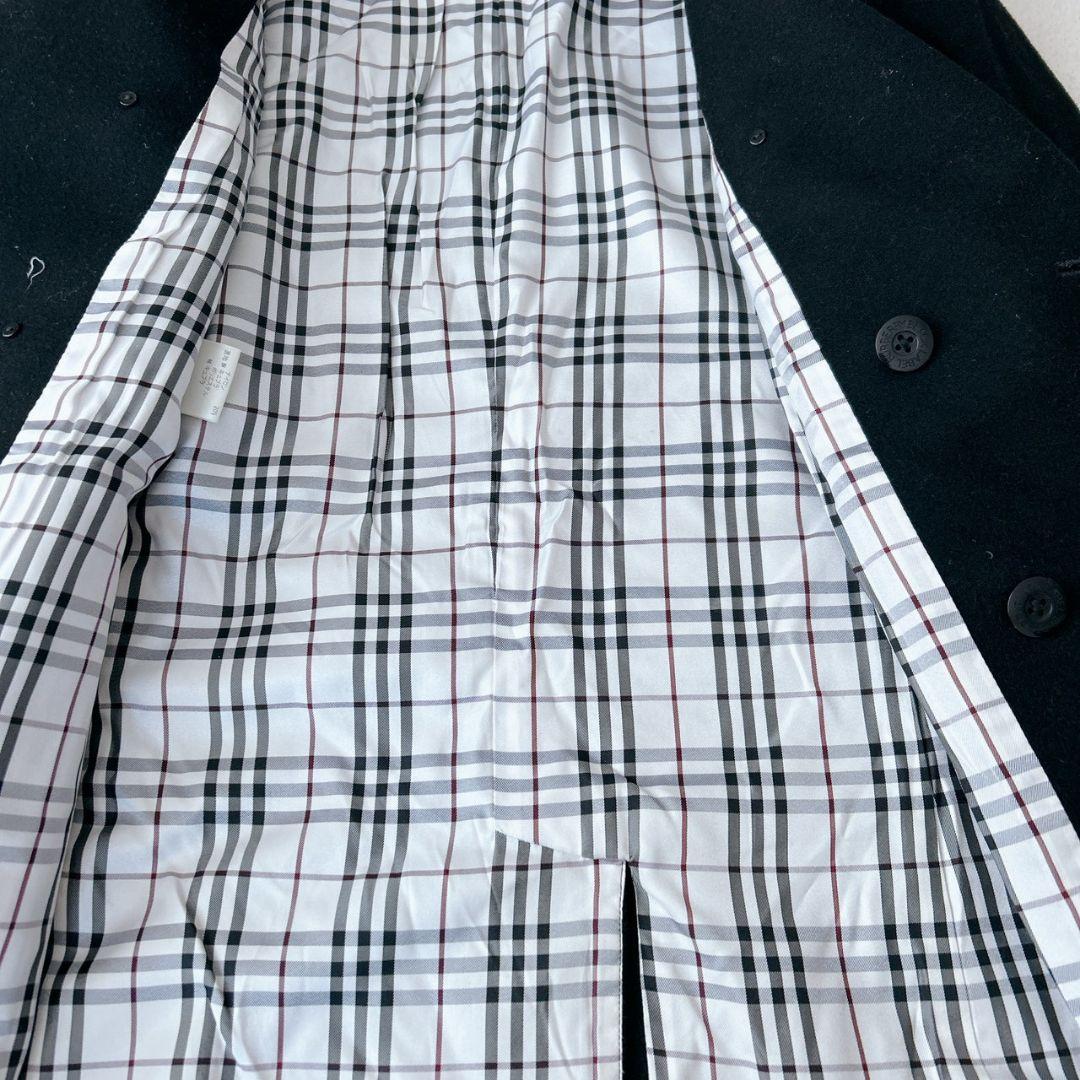 バーバリーブラックレーベル ピーコート ダブルブレスト ノバチェック L 黒