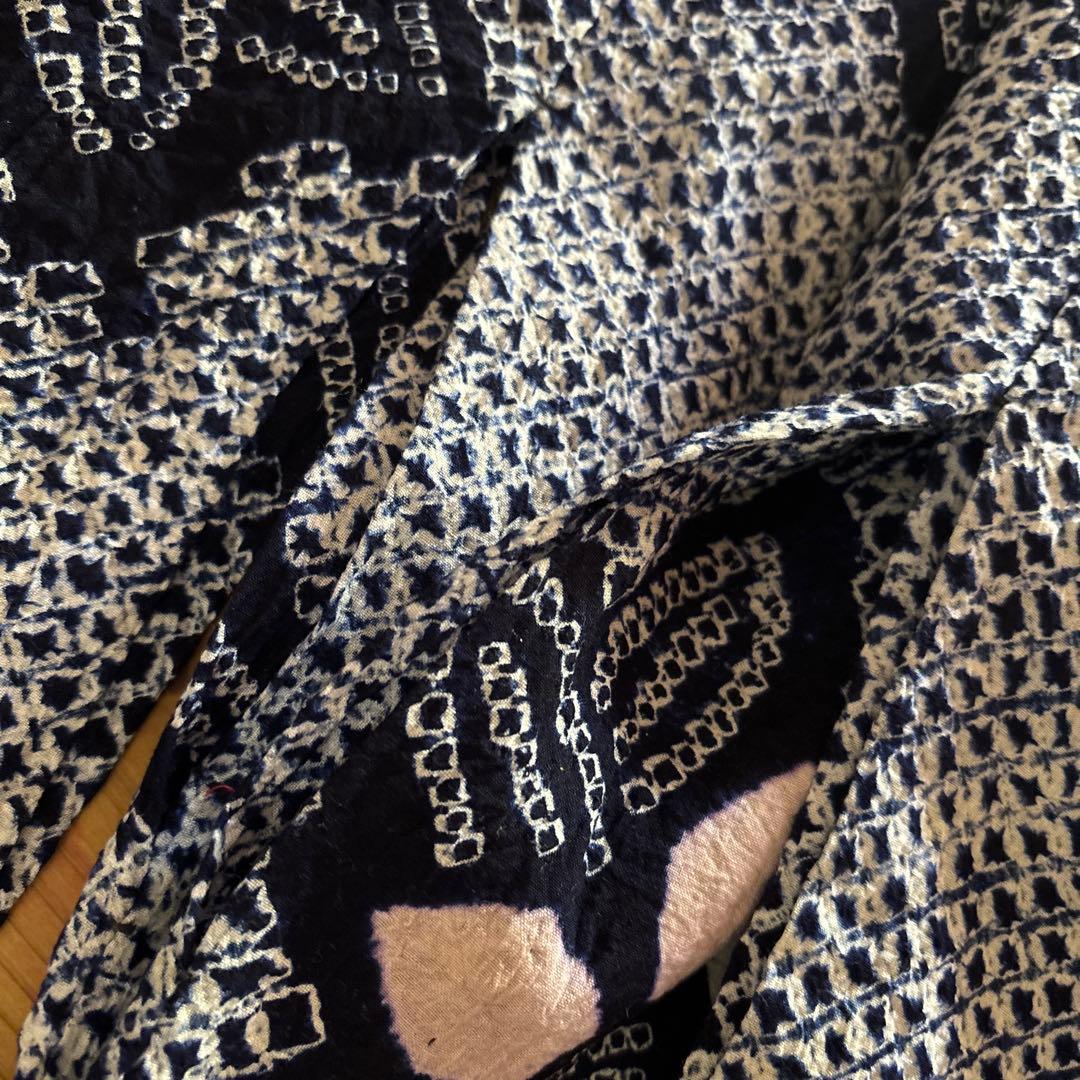 【SALE】有松鳴海絞り浴衣 花繋ぎ 手縫い 身丈153.5 藍染 絞り 浴衣