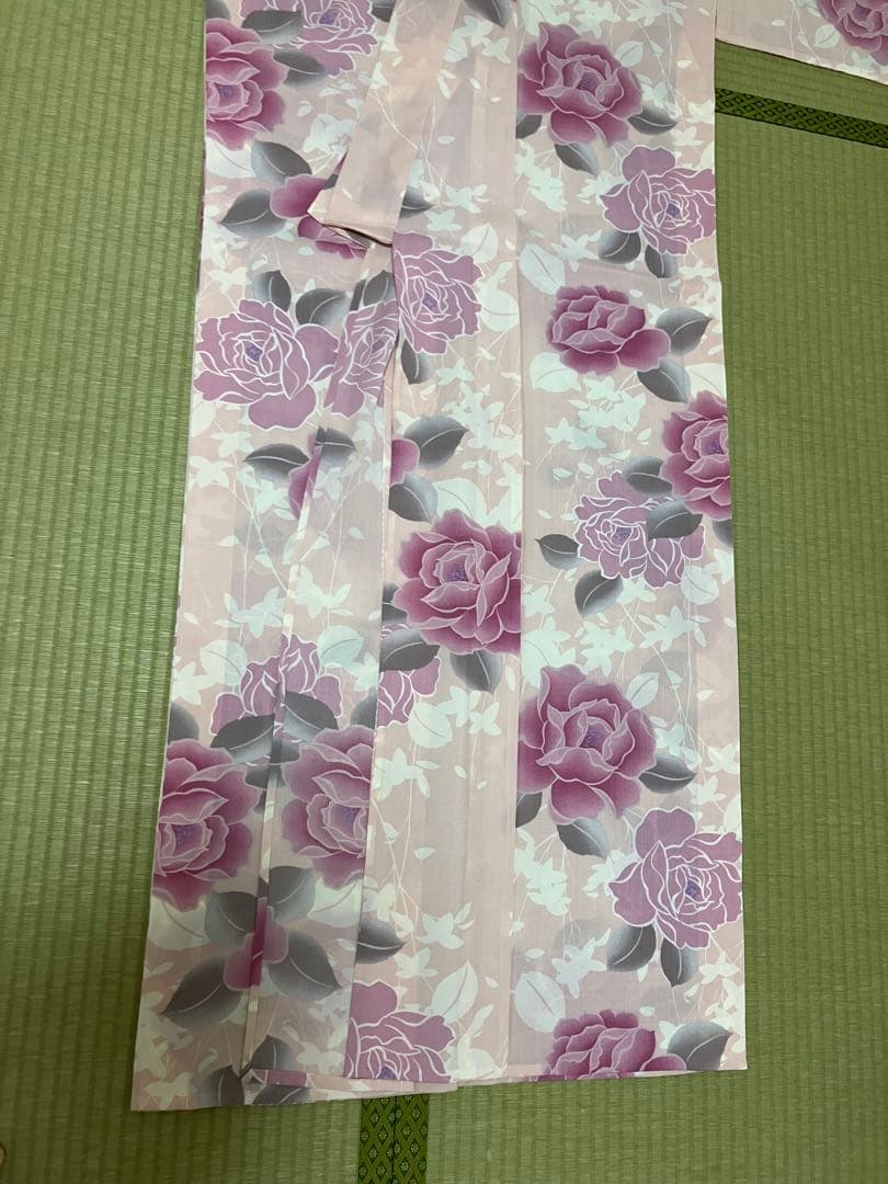撫松庵　セオα 浴衣　薔薇 ピンク グレー セオアルファ ポリエステル