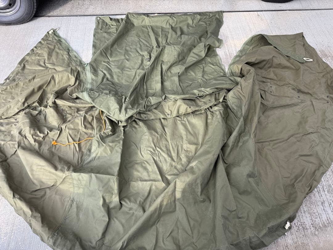 USパップテント　シェルターハーフ　軍幕　ジッパー加工