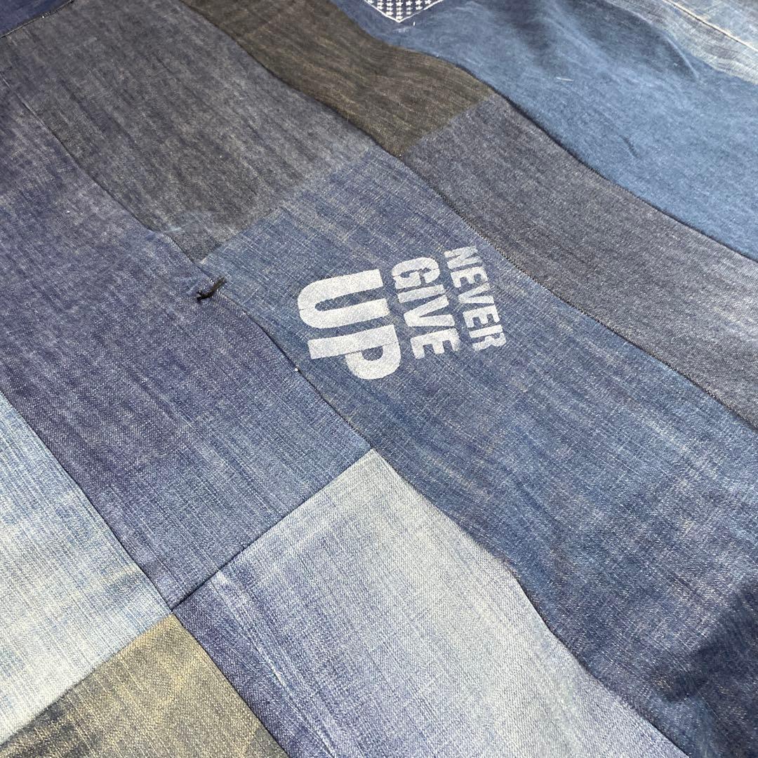 リメイクデニム マルチカバー　ハンドメイドざっくりベットカバーダメージ