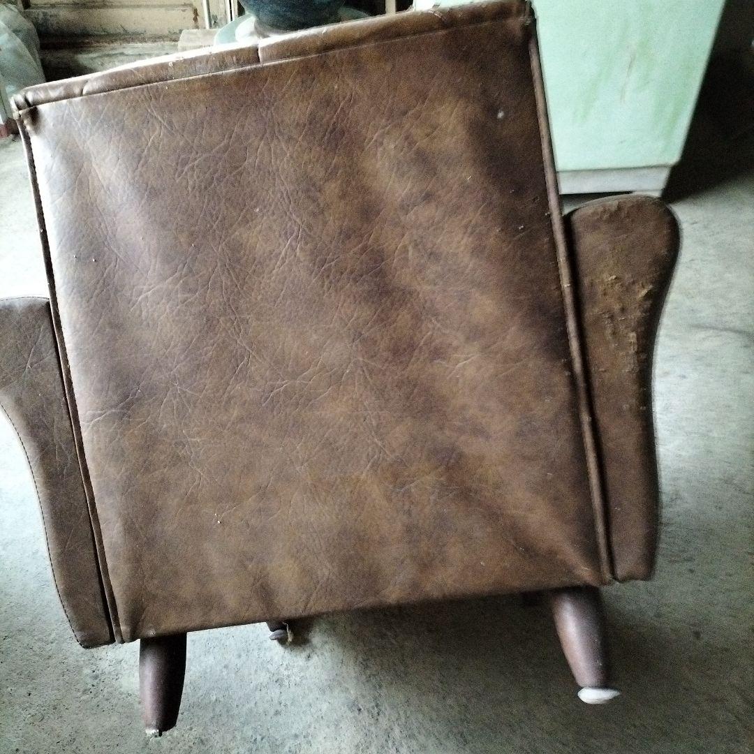 昭和レトロ茶色合成皮革 1人掛けソファ、2個ペア