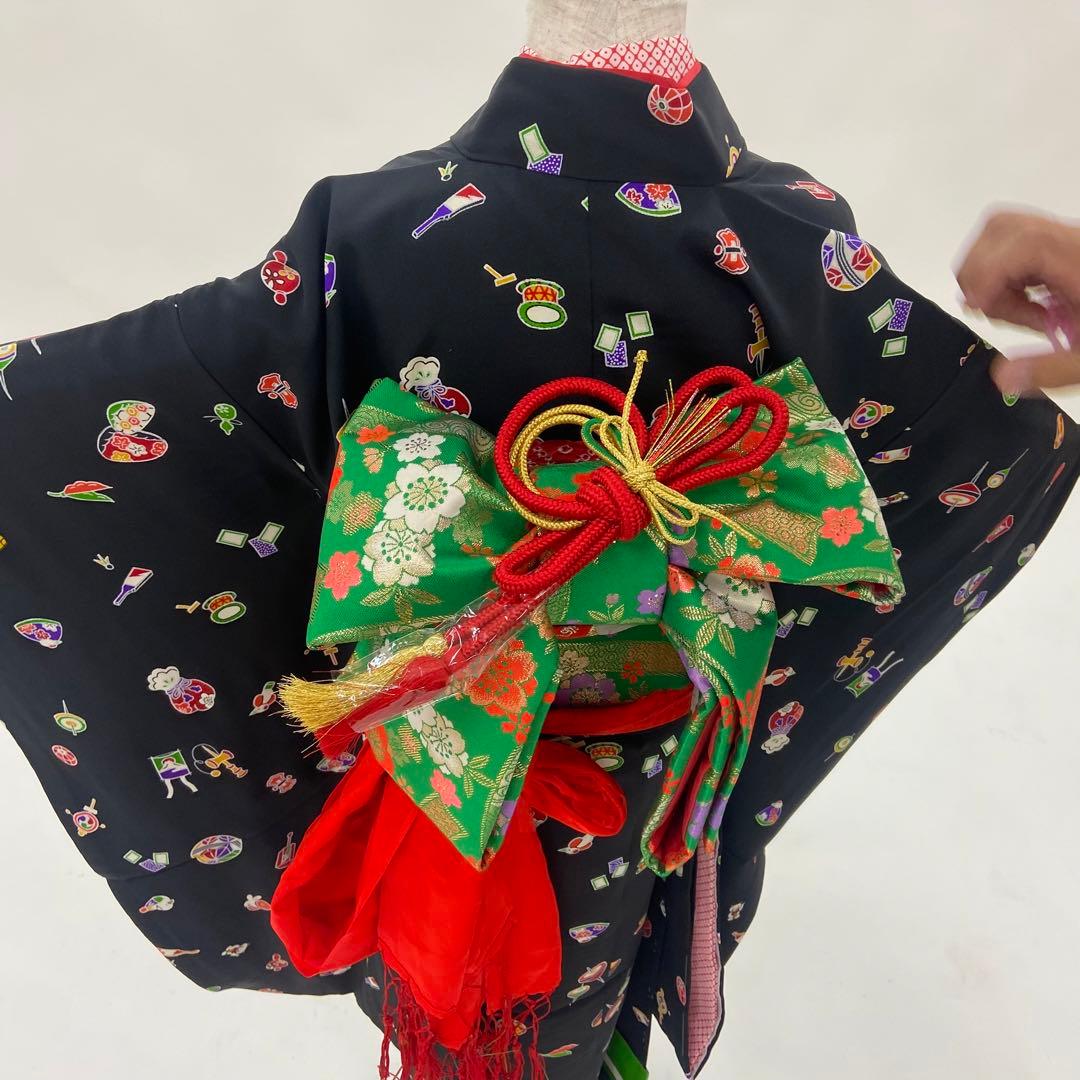 七五三　着物　七歳　フルセット　新品　未使用　正絹　黒　豪華　7歳　女の子