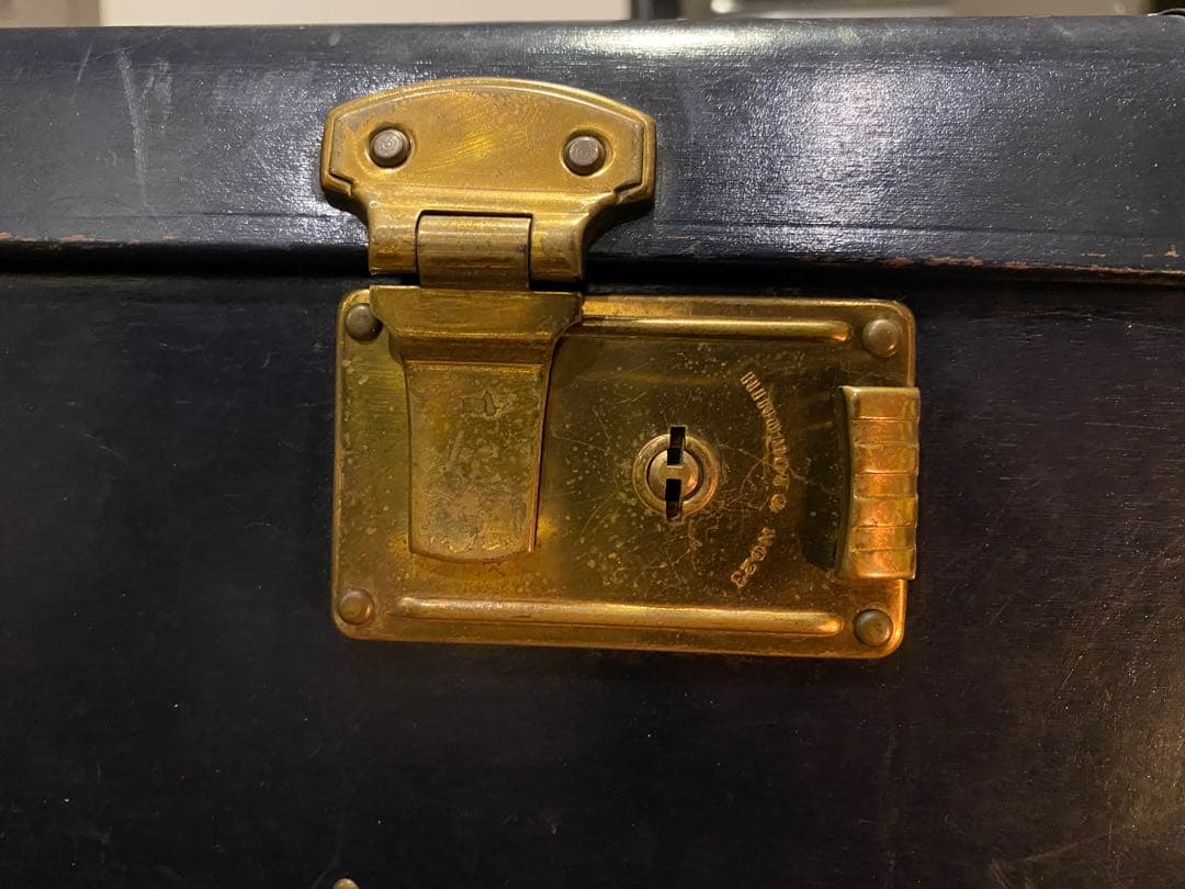 アンティーク　ヴィンテージ　トランク　ネイビー　ゴールド　ブルー