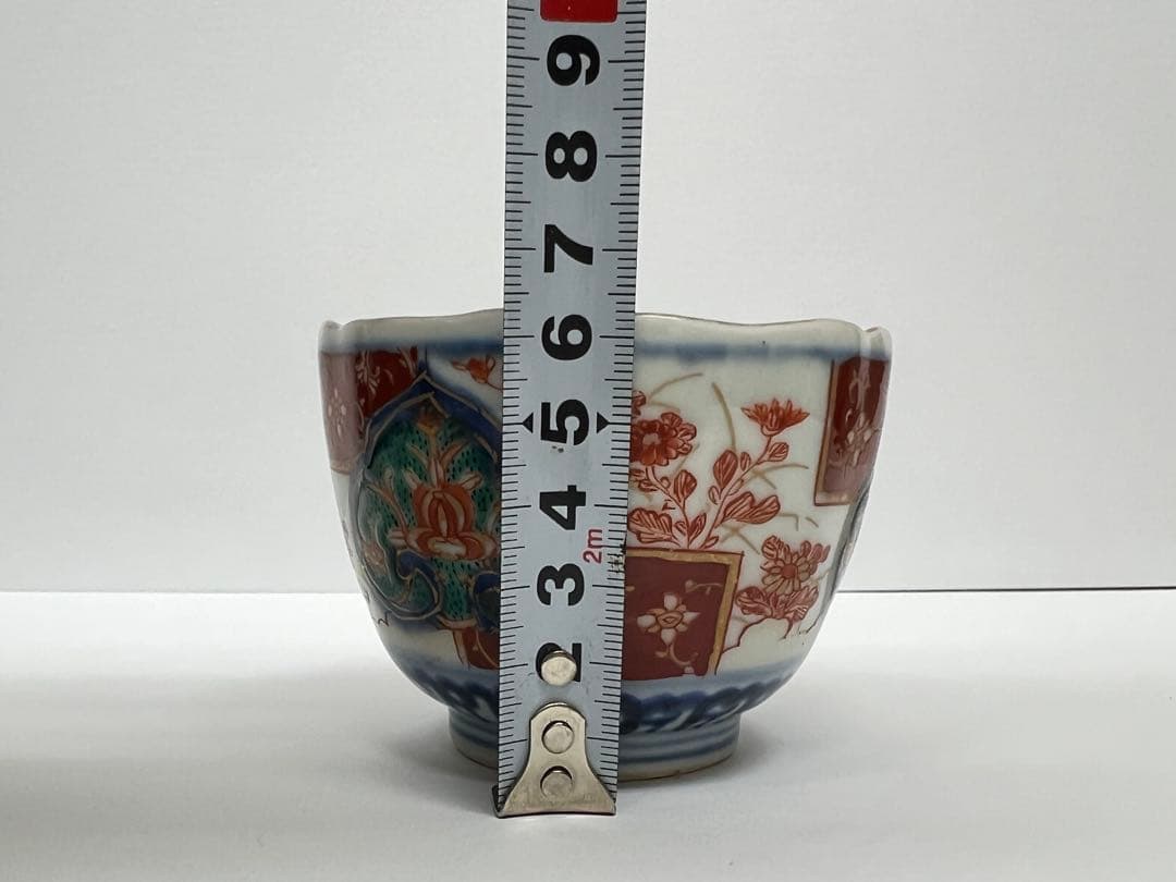 時代物 大明年製 蕎麦猪口 染付 金彩色絵 5客揃