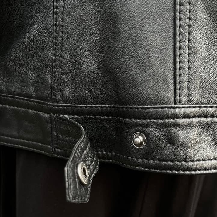 【新品】ラムレザーシングルライダースジャケット ミセスLL 13号ゆったりサイズ