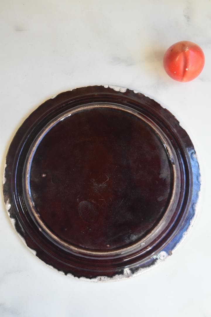 美品フランス19世紀　眺めの良いキュノワール皿　印有　古道具坂田　西洋民藝