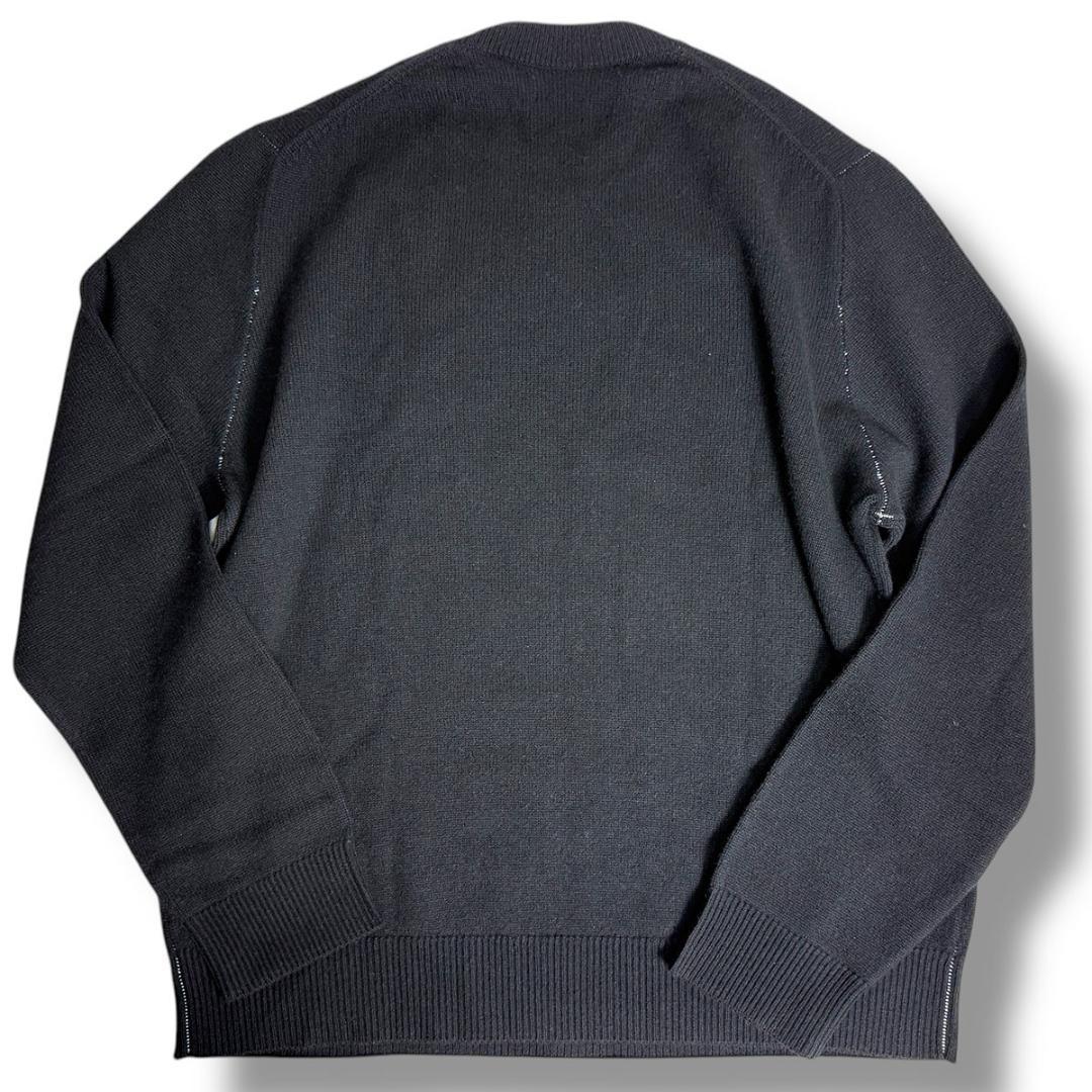 J6095新品バーバリーリブホースマークカシミヤ100％クルーネックニット黒XL