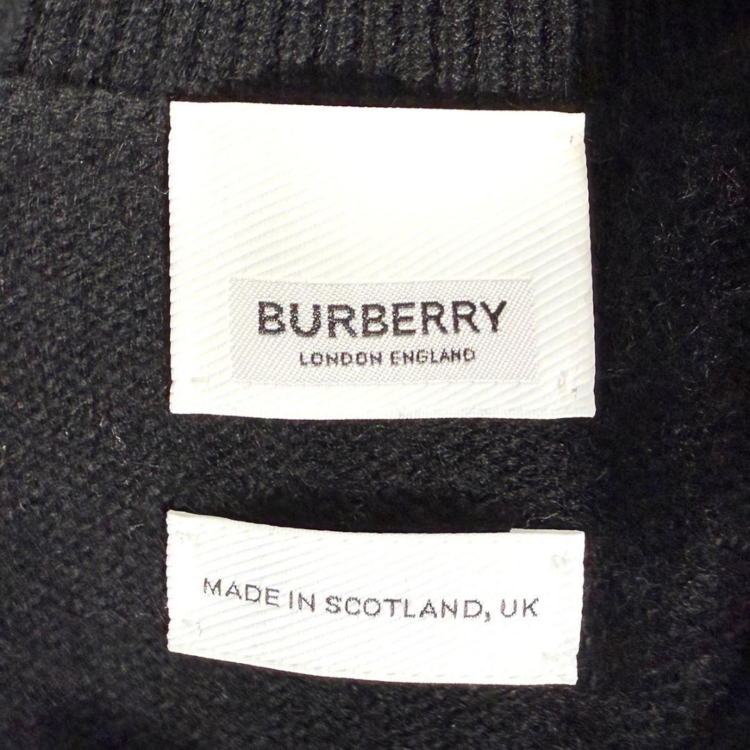 J6095新品バーバリーリブホースマークカシミヤ100％クルーネックニット黒XL