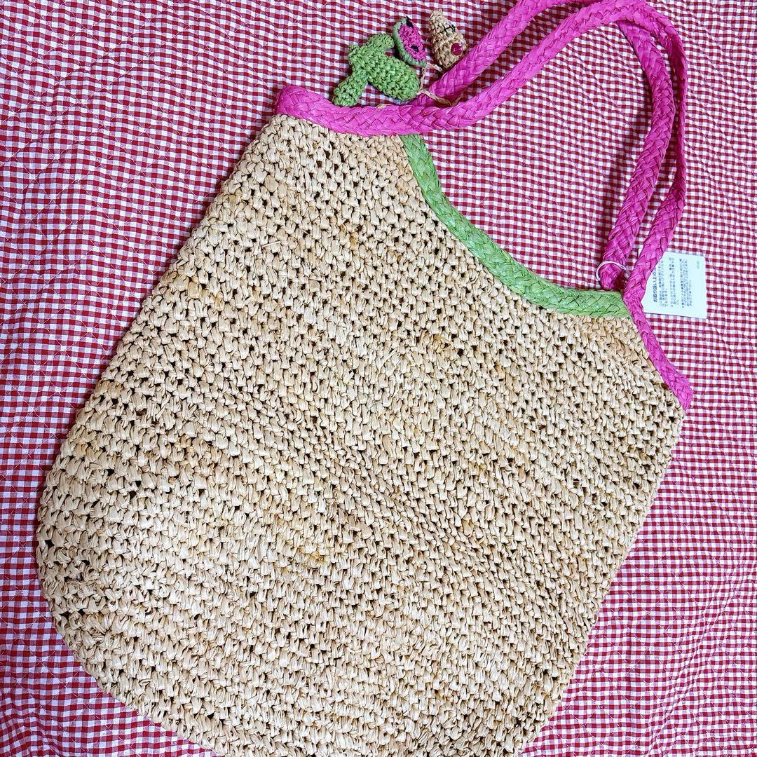 【新品未使用】ツモリチサト＊籠バッグ＊スイカ＊カラフル＊ビーズパール＊カゴバッグ