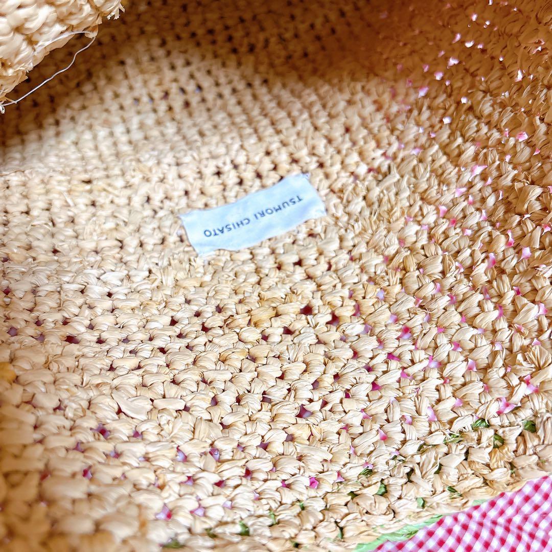 【新品未使用】ツモリチサト＊籠バッグ＊スイカ＊カラフル＊ビーズパール＊カゴバッグ