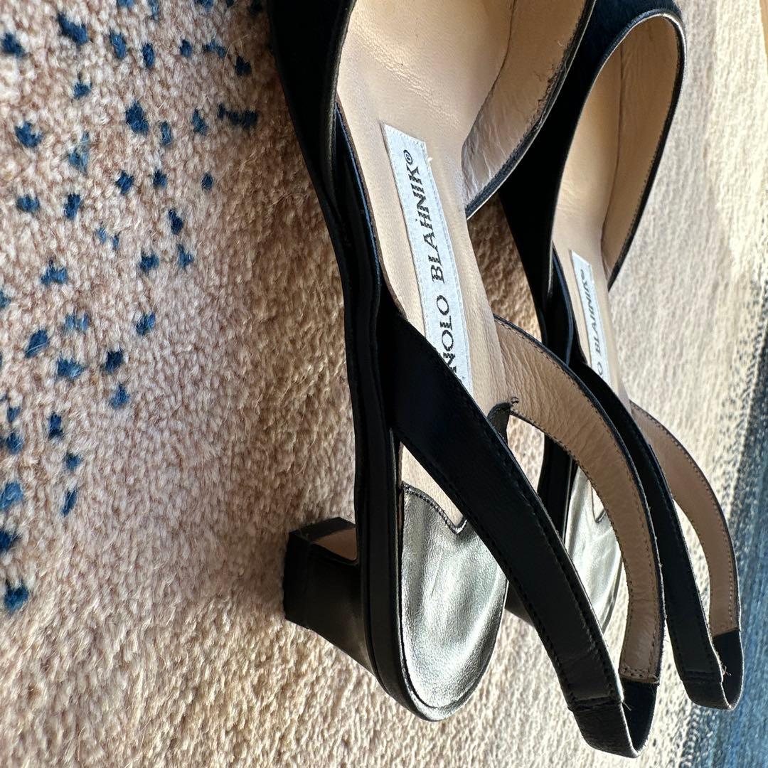 MANOLO BLAHNIK ハラコ　ブラックミュール 新品未使用　35.5