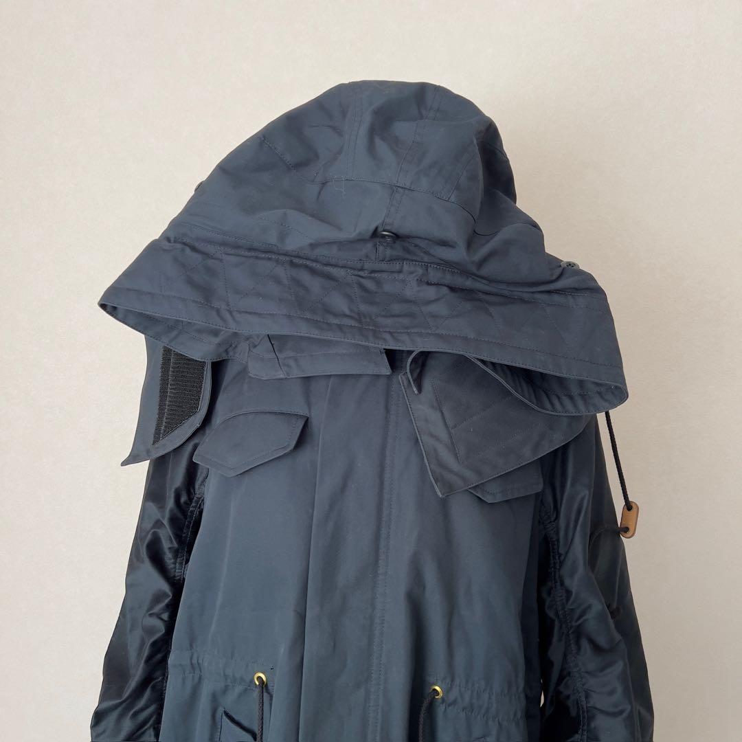 MUVEIL 花刺繍 モッズコート 金ボタン パンジー 蜂 ビジュー フード取外