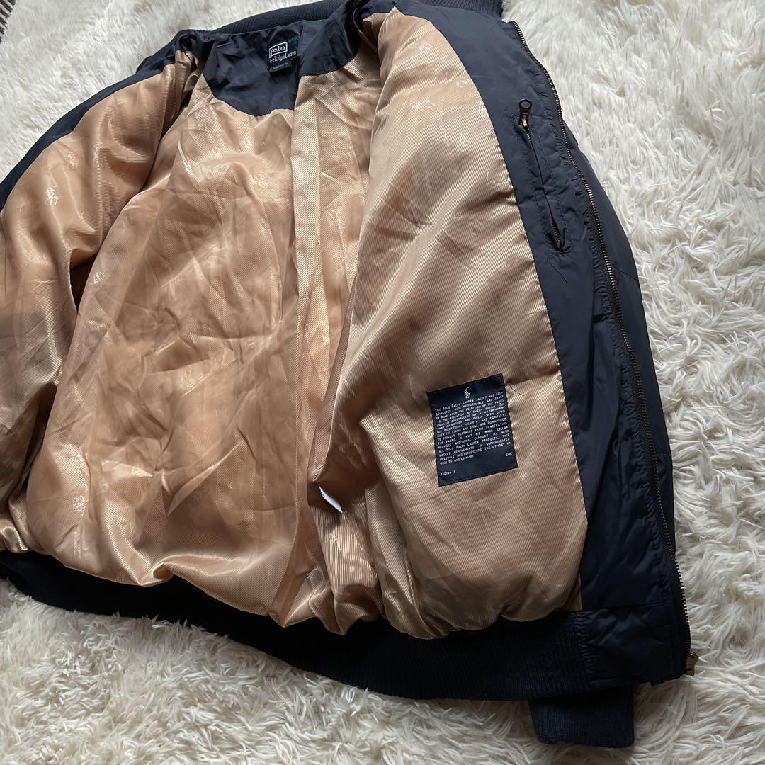 希少✨90's ポロラルフローレン　ポニー　イギリス国旗　ダウンジャケット　紺色