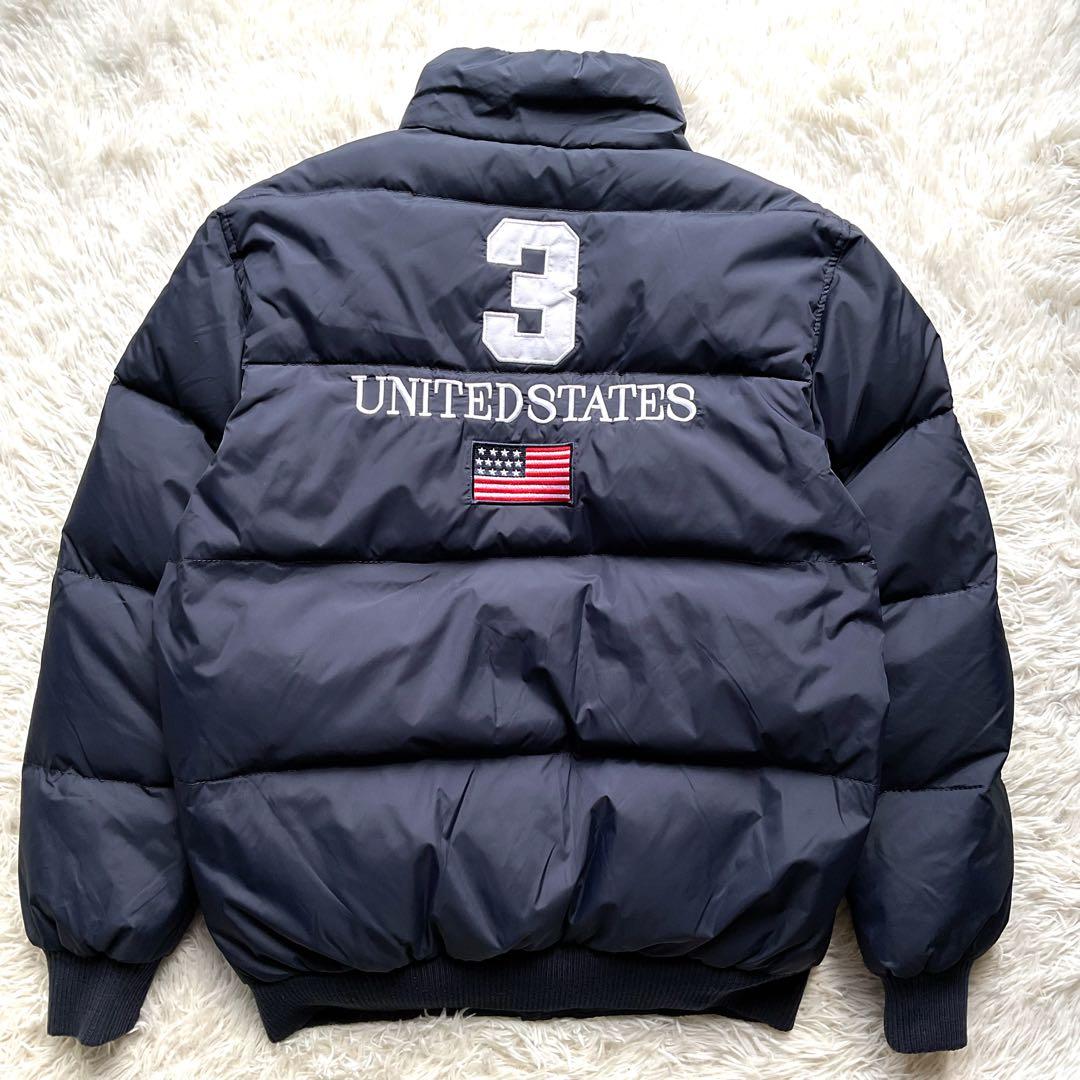 希少✨90's ポロラルフローレン　ポニー　イギリス国旗　ダウンジャケット　紺色