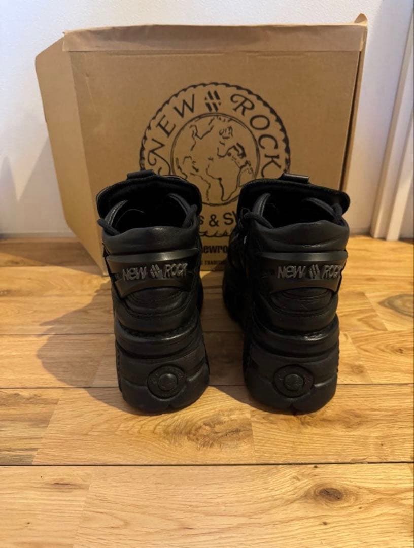 NEW ROCK 厚底ブラックレザーシューズ
