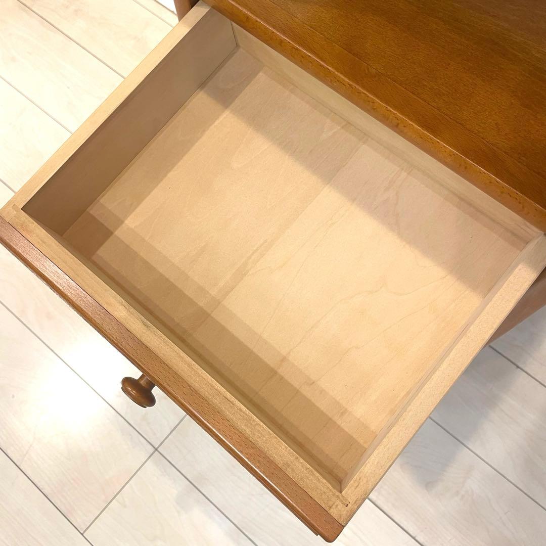 【オールドカリモク】 ラタン 電話台 チェスト 籐扉 レトロ 木製キャビネット