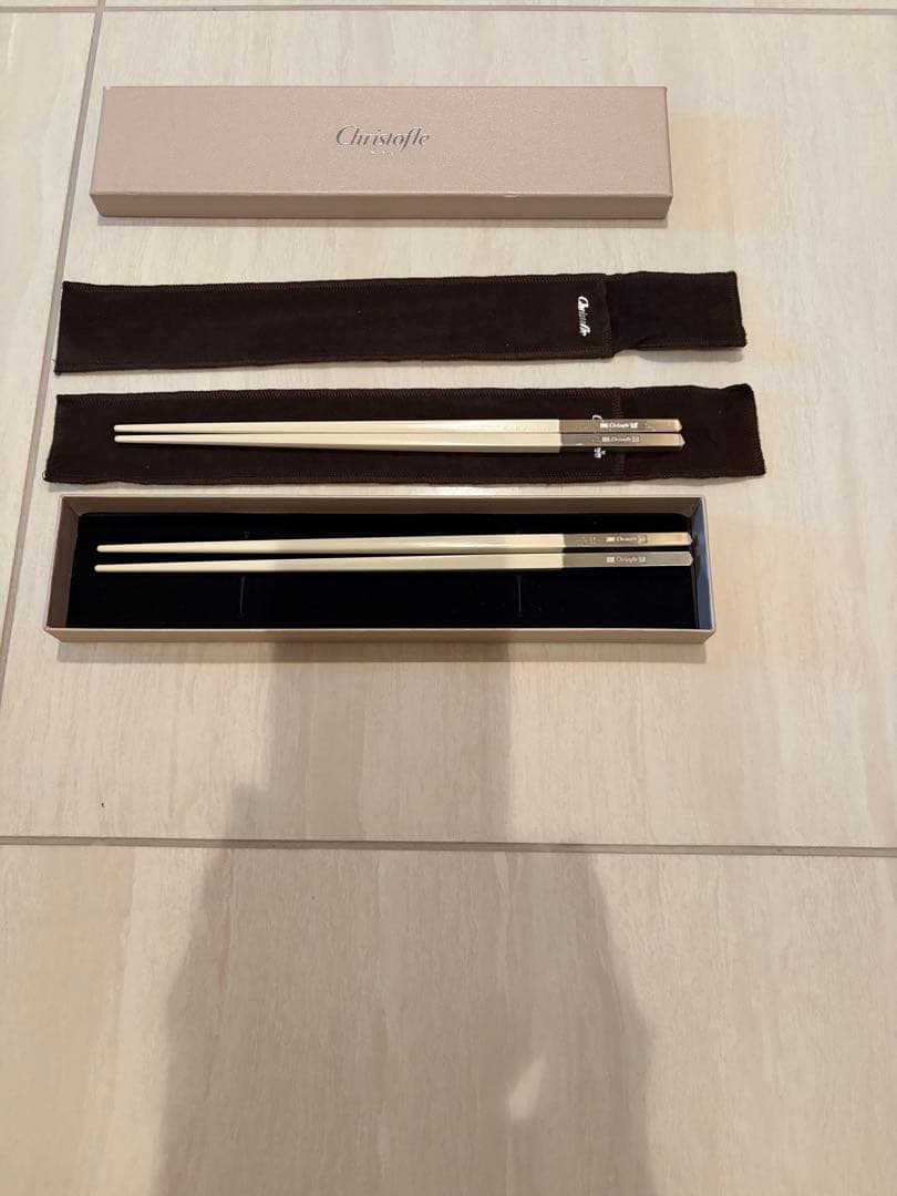 Christofle 製箸 2膳 専用ケース付き
