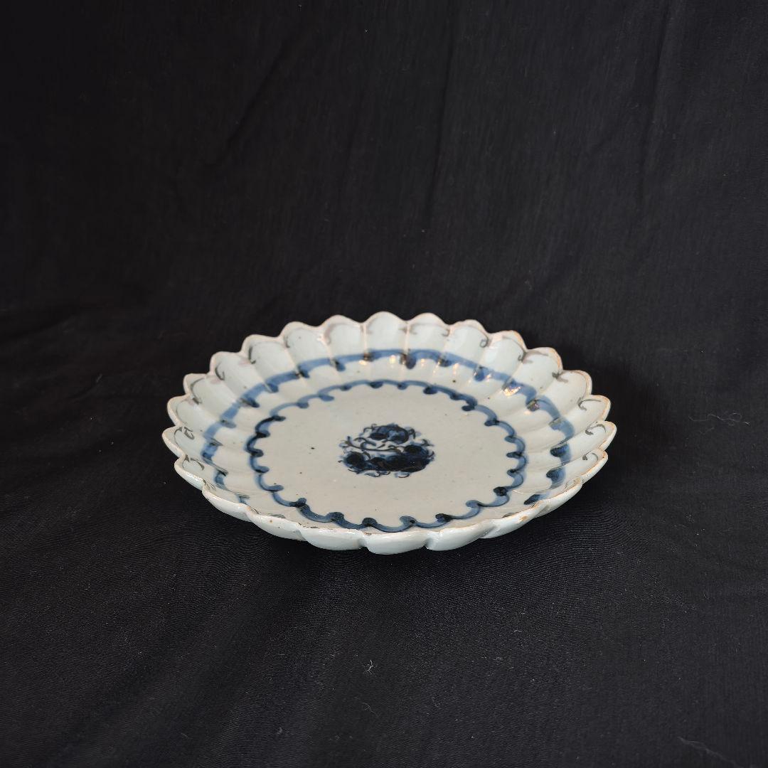 M-385 唐津焼 天平窯 岡晋吾 安南染 銀彩輪花皿