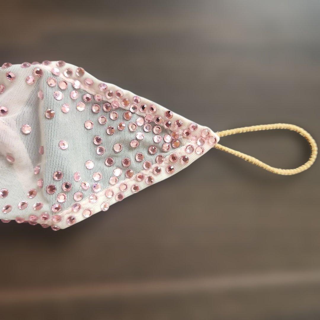 ラインストーン　チョーカー、イアリング付き　社交ダンス　シフォンドレス　ピンク