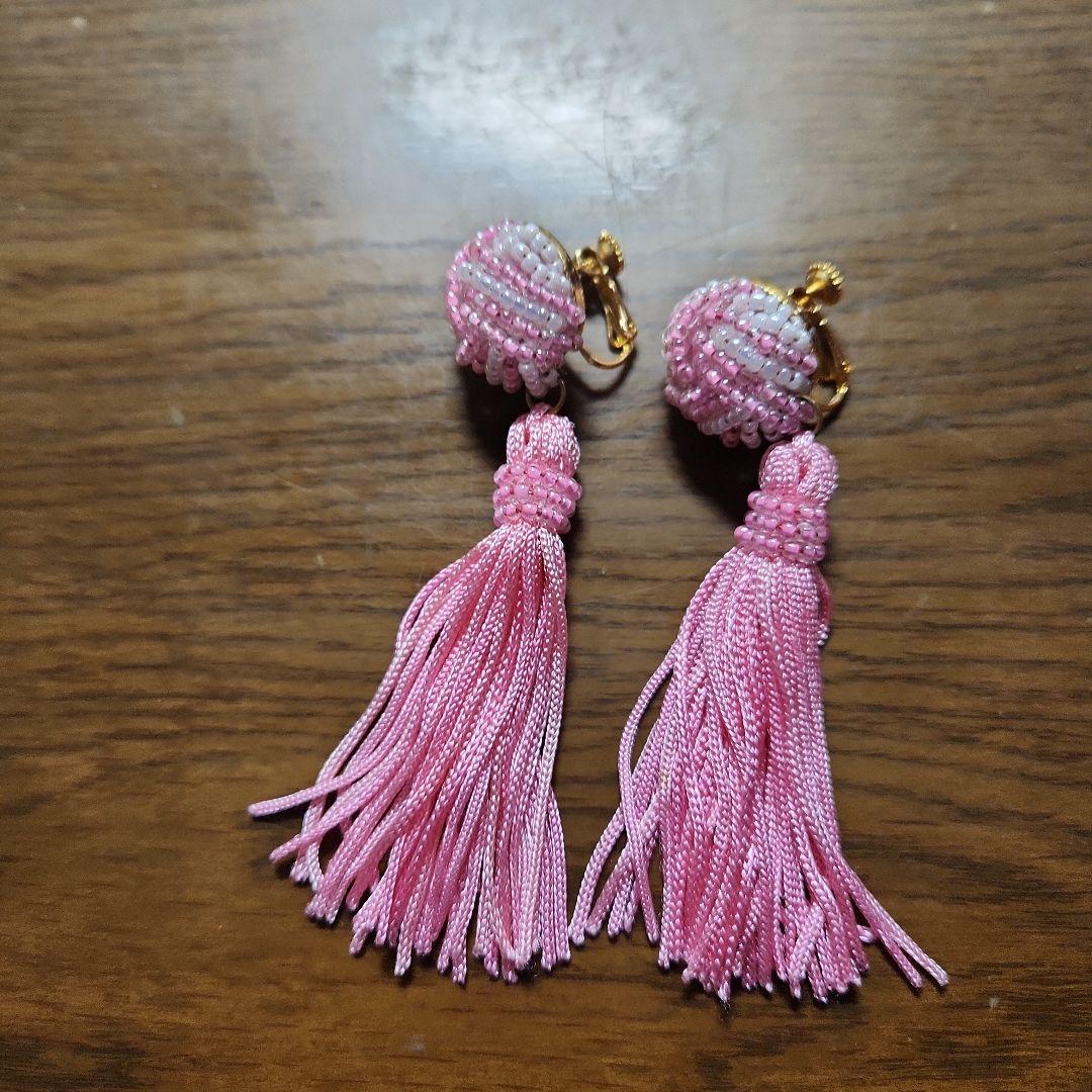 ラインストーン　チョーカー、イアリング付き　社交ダンス　シフォンドレス　ピンク