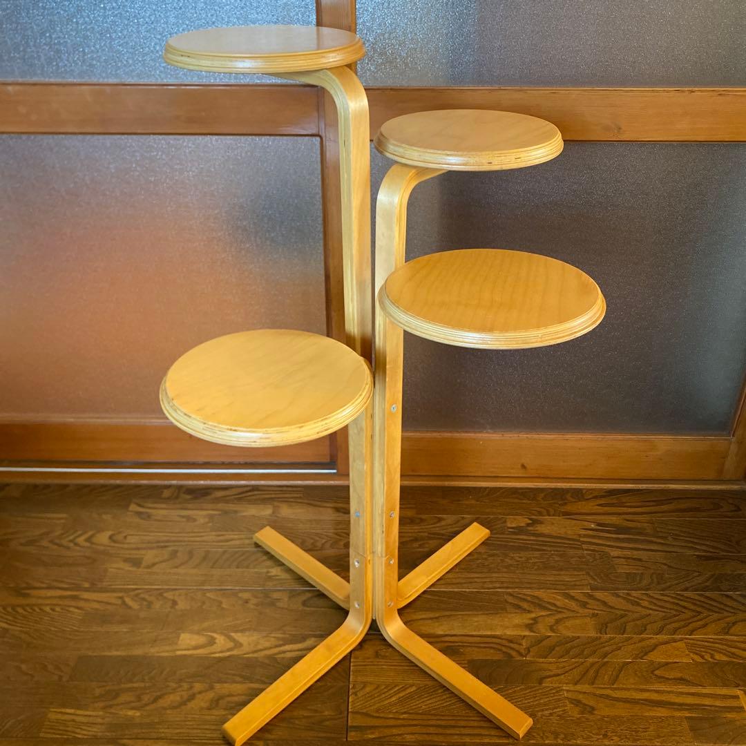 お洒落】木製4連フラワースタンド　小物置き　レトロ