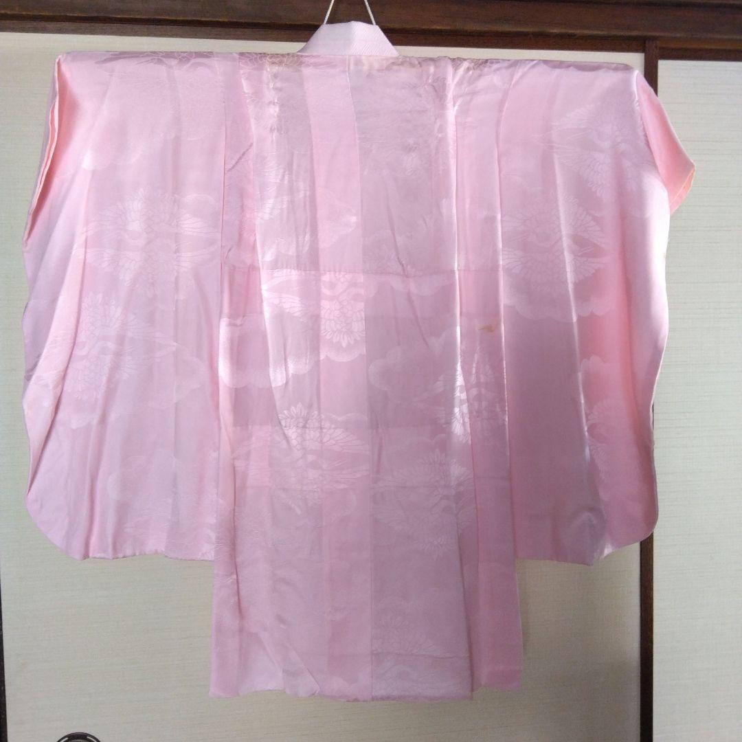 七五三 3歳 長着＆長襦袢 花柄 オレンジ 絞り正絹