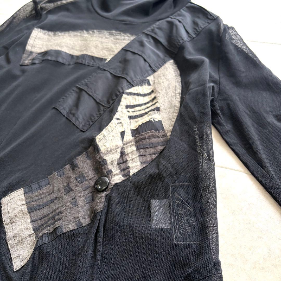 エイココンドウ パワーネット シアー パッチワーク ワンピース チュニック 変形