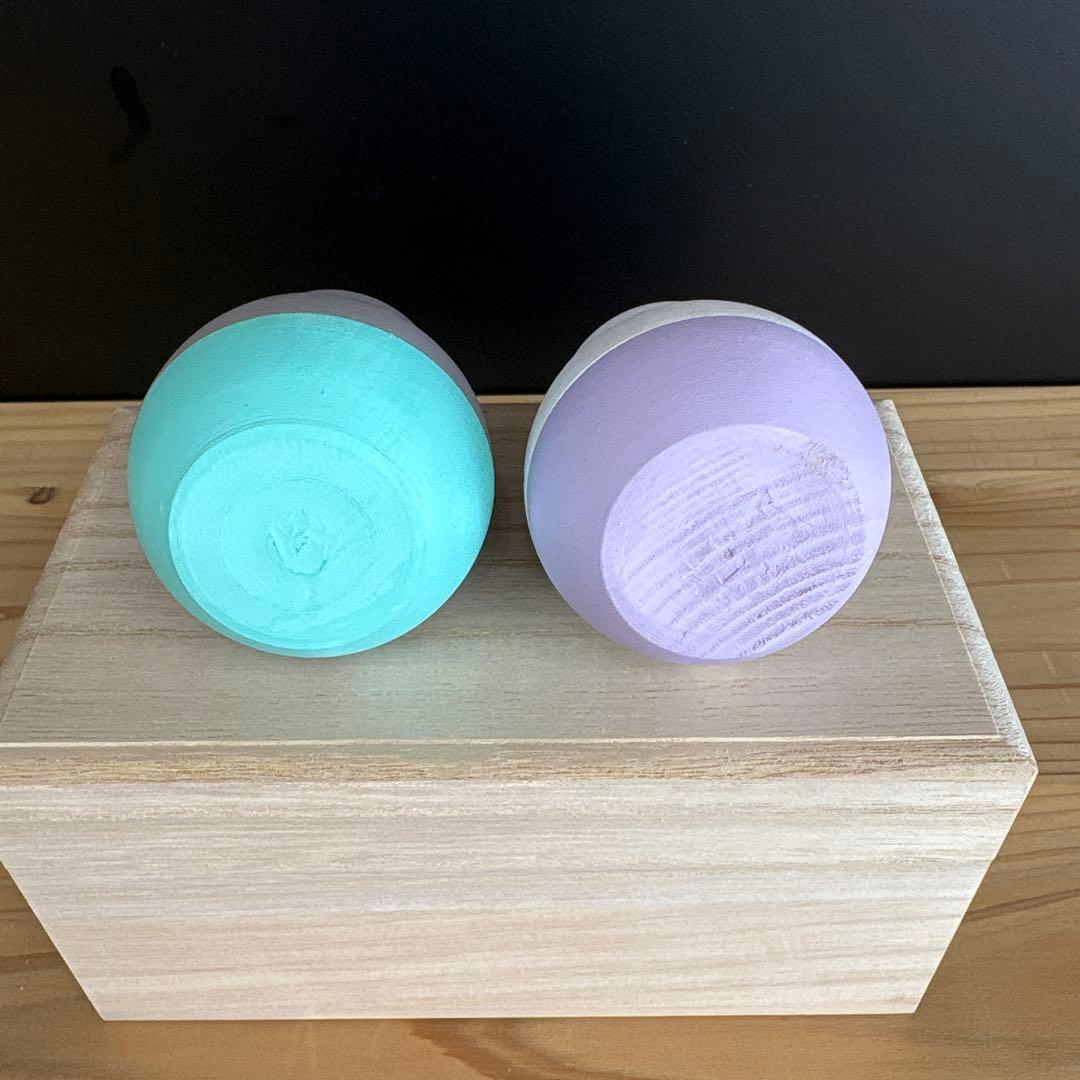 ねこマトリョーシカ　木製　白グレー