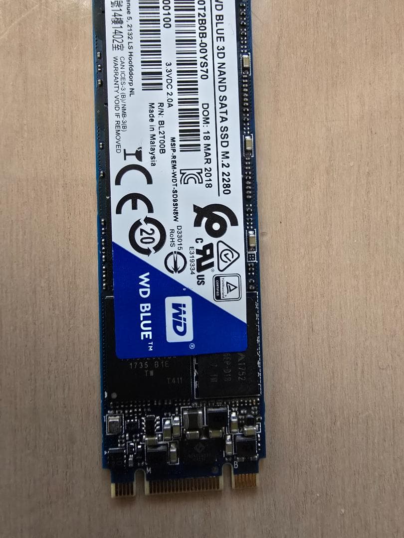 WD Blue SATA SSD M.2 2280 2TB（注意！SATAです）