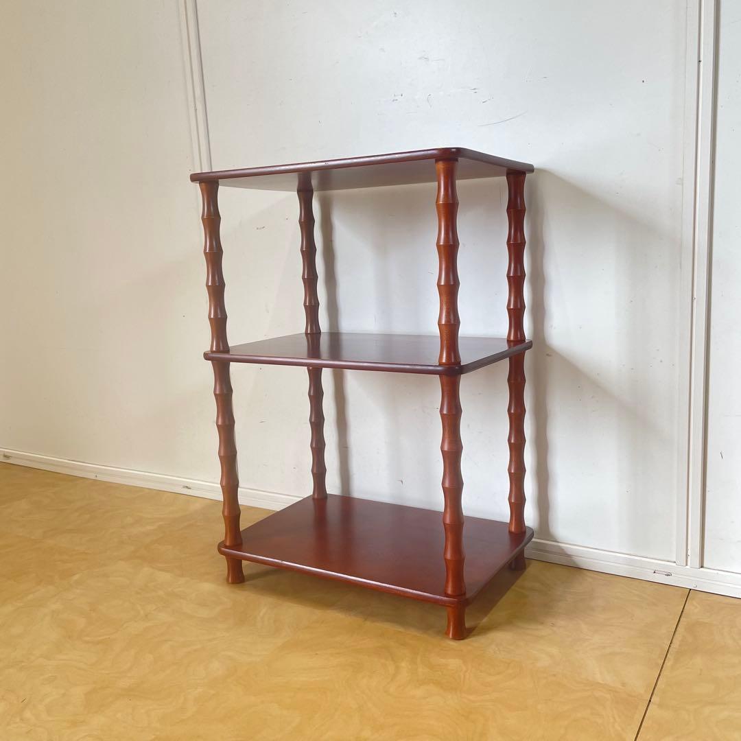 ヤナコ 3段ラック 飾り棚 角型 四角 木製 台 棚 ビンテージ レトロ