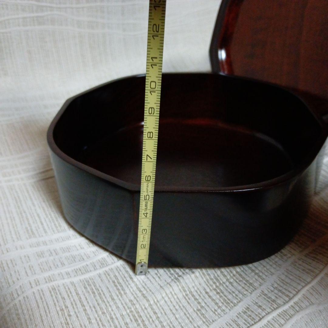 溜塗漆器・未使用・縁起良い八角形三段重箱