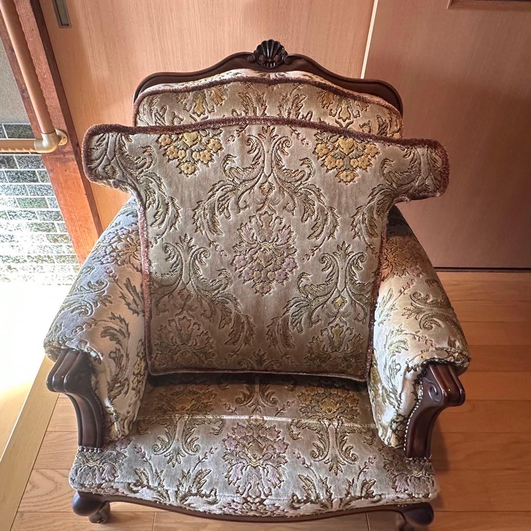 【美品】カリモク シングルソファ インテリア アンティーク 猫脚 1人掛け 椅子