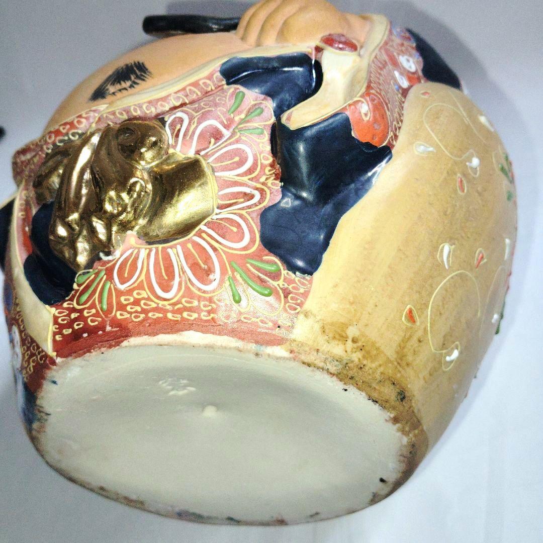 九谷焼 　布袋様　縁起物　 骨董　陶芸　 置物　 古美術　七福神　染付金彩