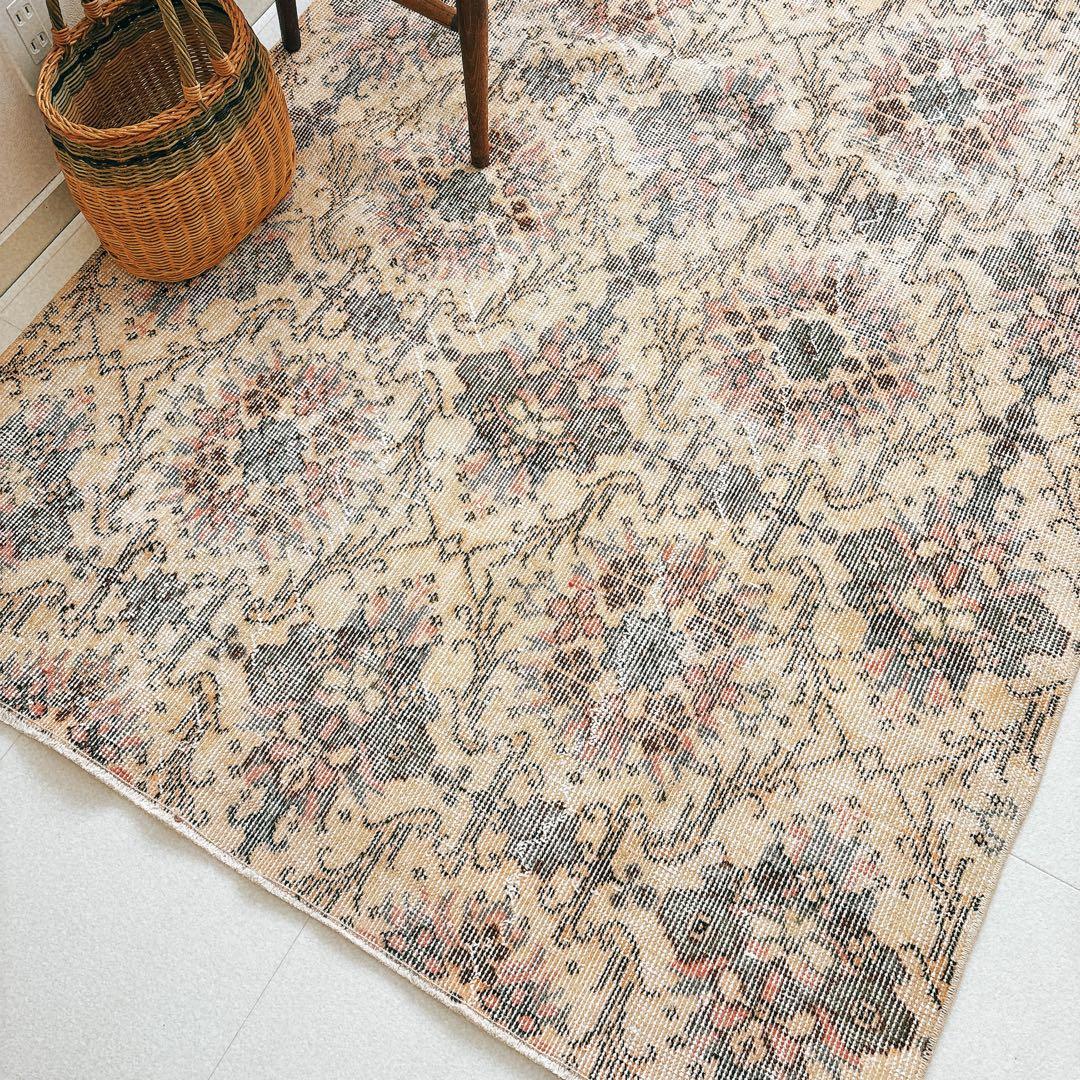 あかさたなトルコ　ヴィンテージラグ　ベージュ　クラシカル